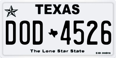 TX license plate DOD4526