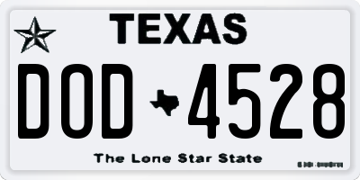 TX license plate DOD4528