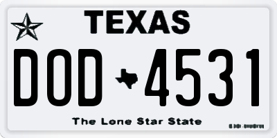 TX license plate DOD4531