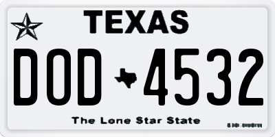 TX license plate DOD4532