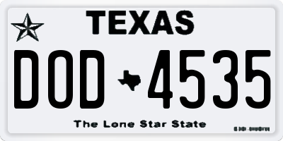 TX license plate DOD4535