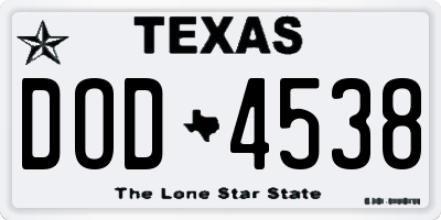 TX license plate DOD4538
