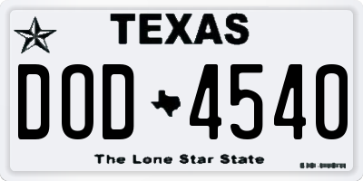 TX license plate DOD4540
