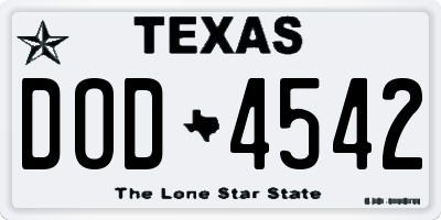 TX license plate DOD4542