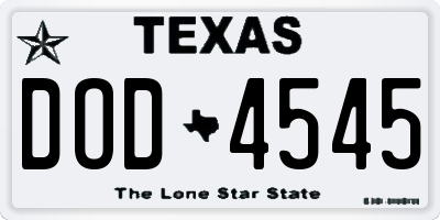 TX license plate DOD4545