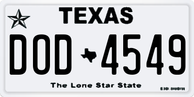 TX license plate DOD4549