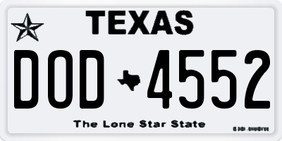 TX license plate DOD4552