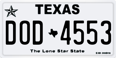 TX license plate DOD4553