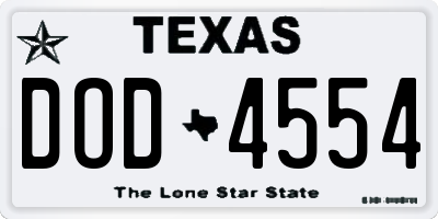 TX license plate DOD4554