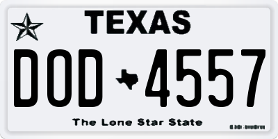 TX license plate DOD4557