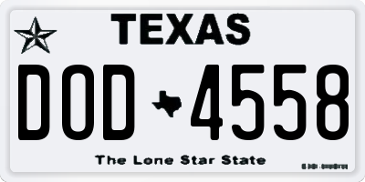 TX license plate DOD4558