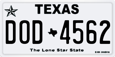 TX license plate DOD4562