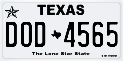 TX license plate DOD4565