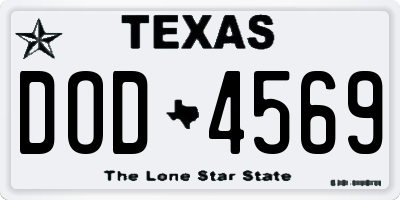TX license plate DOD4569
