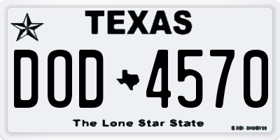 TX license plate DOD4570