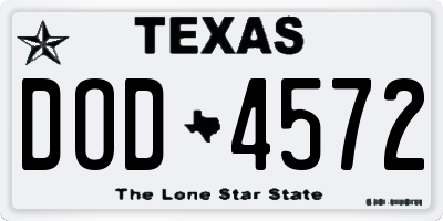 TX license plate DOD4572