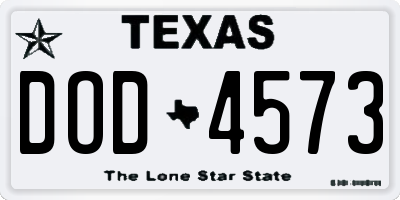 TX license plate DOD4573