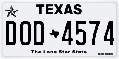 TX license plate DOD4574