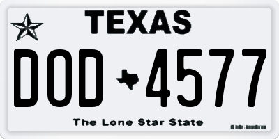 TX license plate DOD4577