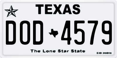 TX license plate DOD4579