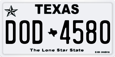 TX license plate DOD4580