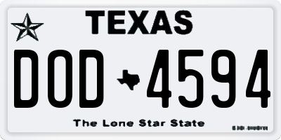 TX license plate DOD4594