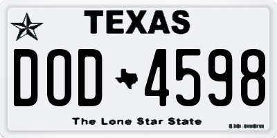 TX license plate DOD4598