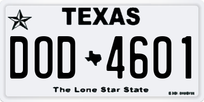 TX license plate DOD4601
