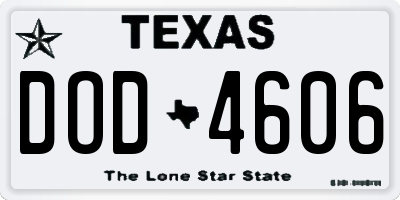 TX license plate DOD4606