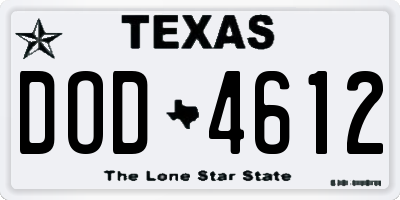 TX license plate DOD4612