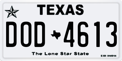 TX license plate DOD4613
