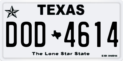 TX license plate DOD4614