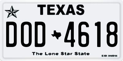 TX license plate DOD4618