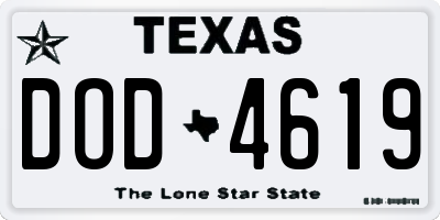 TX license plate DOD4619