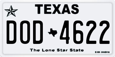 TX license plate DOD4622