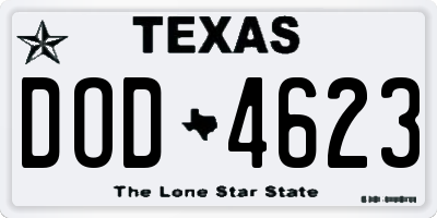 TX license plate DOD4623