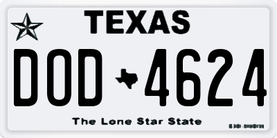 TX license plate DOD4624