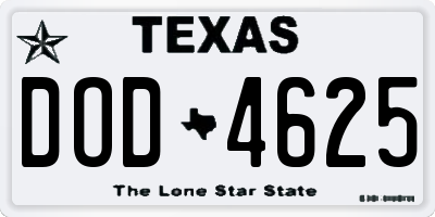 TX license plate DOD4625