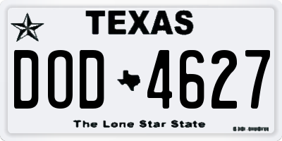 TX license plate DOD4627