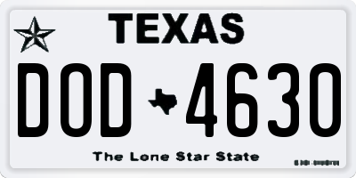 TX license plate DOD4630