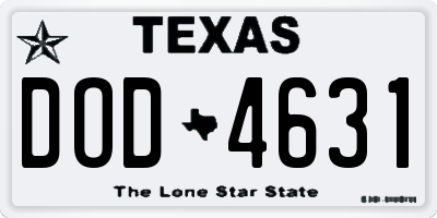 TX license plate DOD4631
