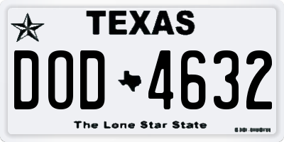 TX license plate DOD4632
