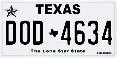 TX license plate DOD4634