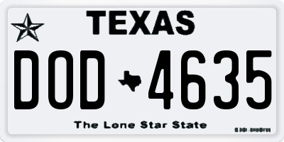TX license plate DOD4635