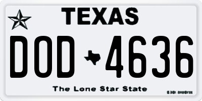TX license plate DOD4636