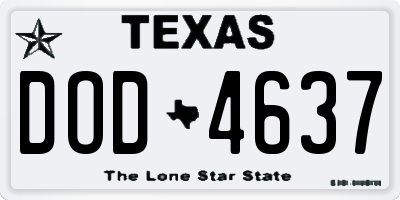 TX license plate DOD4637