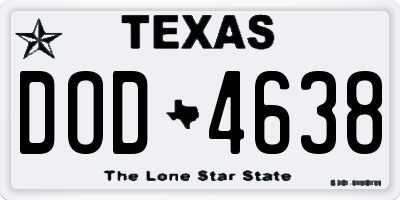 TX license plate DOD4638