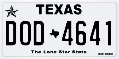TX license plate DOD4641