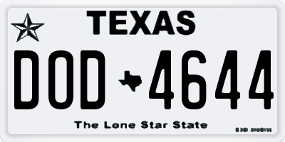TX license plate DOD4644