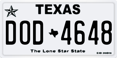 TX license plate DOD4648